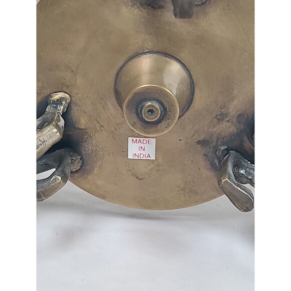 Brass Deer Reindeer Trio Footed Large Pillar Candle Holder Christmas Holiday - Picture 7 of 7